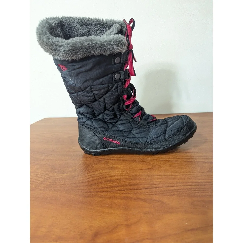 EUC Columbia Omni Grip Youth‎ Girls Minx Boots Black Pink Waterproof 6